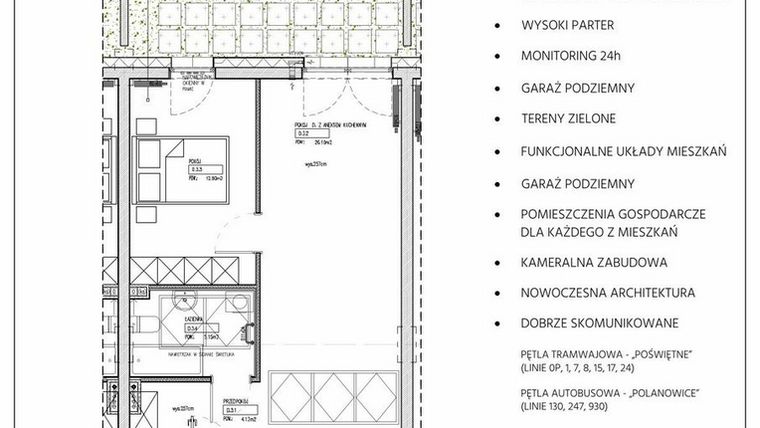 Rzut - Mieszkanie na sprzedaż 3 pokoje o powierzchni 50,48 m² - numer 232/3 w Kamieńskiego 232