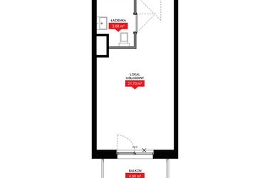 Rzut - Mieszkanie na sprzedaż 1 pokój o powierzchni 25,36 m² - numer A1 020LU w 29L - Apartamenty inwestycyjne