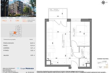 Rzut - Mieszkanie na sprzedaż 2 pokoje o powierzchni 40,03 m² - numer I-C80 w Industria etap I-D oraz I-C