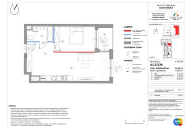Rzut - Mieszkanie na sprzedaż 2 pokoje o powierzchni 49,39 m² - numer A1.2/126 w Fabrica URSUS