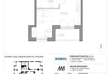 Rzut - Mieszkanie na sprzedaż 1 pokój o powierzchni 30,13 m² - numer KR6/B/10/4 w Apartamenty Krakowska etap VI
