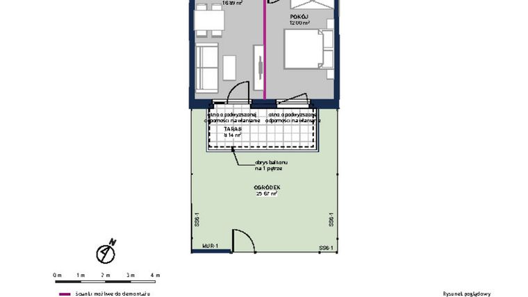 Rzut - Mieszkanie na sprzedaż 2 pokoje o powierzchni 36,25 m² - numer 171 w Moja Północna Etap III