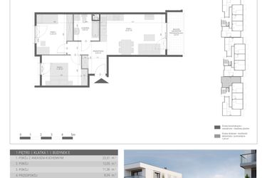 Rzut - Mieszkanie na sprzedaż 3 pokoje o powierzchni 59,69 m² - numer 6 w Monsa bud. E