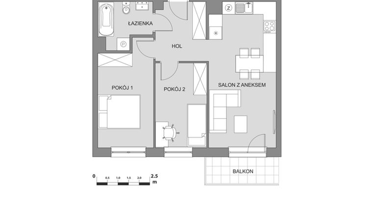Rzut - Mieszkanie na sprzedaż 3 pokoje o powierzchni 55 m² - numer B4.3 w Osiedle Aleksandria II - budynek B