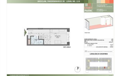 Rzut - Mieszkanie na sprzedaż 1 pokój o powierzchni 18,78 m² - numer 2.15 w START PARK