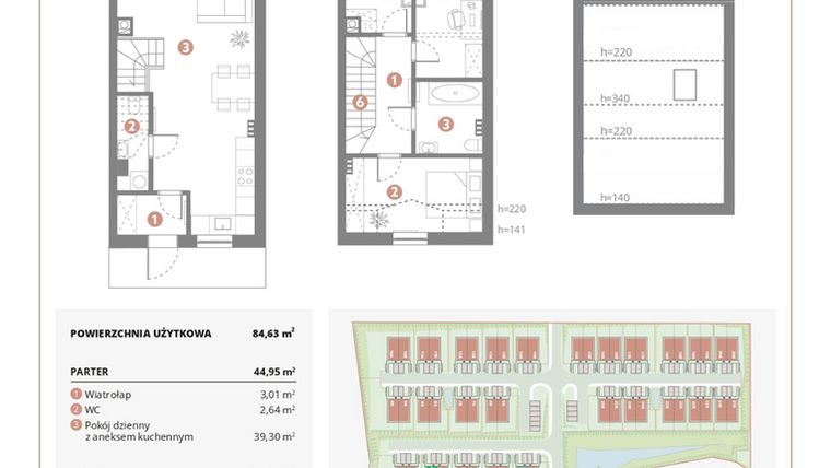 Rzut - Dom na sprzedaż 4 pokoje o powierzchni 84,63 m² - numer 4B w Bursztynova Polana