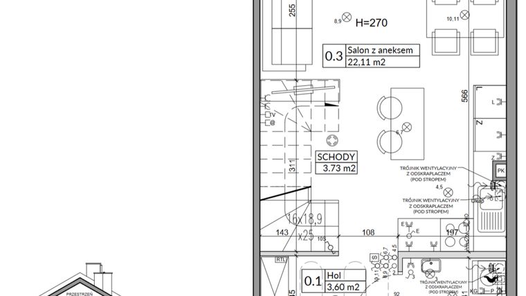 Rzut - Dom na sprzedaż 3 pokoje o powierzchni 60,54 m² - numer 3B w Osiedle Stokrotki