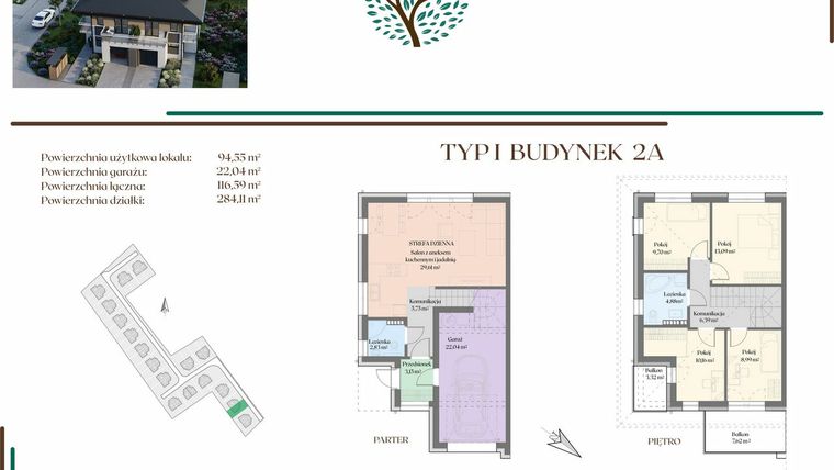 Rzut - Dom na sprzedaż 5 pokoi o powierzchni 116,59 m² - numer 2A w Olechowska Verde