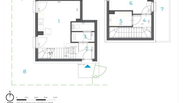 Rzut - Lokal użytkowy na sprzedaż 2 pokoje o powierzchni 50,43 m² - numer 1.B.02 w Incepti Gaj 2
