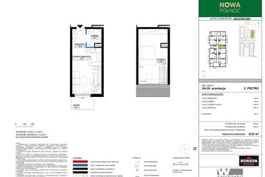 Rzut - Mieszkanie na sprzedaż 2 pokoje o powierzchni 42,52 m² - numer 3A_30 w Nowa Północ etap 2
