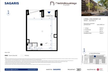 Rzut - Lokal użytkowy na sprzedaż 1 pokój o powierzchni 75,38 m² - numer U3 w Niedziałkowskiego Park