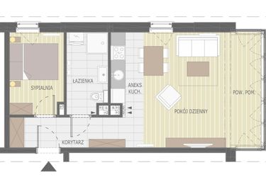 Rzut - Mieszkanie na sprzedaż 2 pokoje o powierzchni 47,55 m² - numer B1.8 w Półwysep Dziwnów