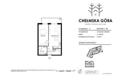 Rzut - Mieszkanie na sprzedaż 2 pokoje o powierzchni 50,69 m² - numer C-9B-M11 w Chełmska Góra