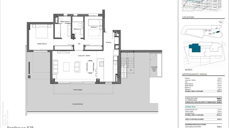 Rzut - Mieszkanie na sprzedaż 2 pokoje o powierzchni 84,44 m² - numer 82B w Quintessence - Marbella