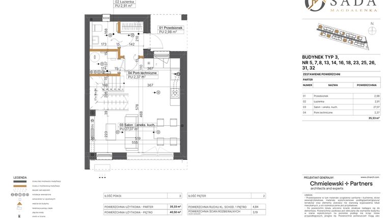 Rzut - Dom na sprzedaż 3 pokoje o powierzchni 84 m² - numer I/32 w Osada Magdalenka