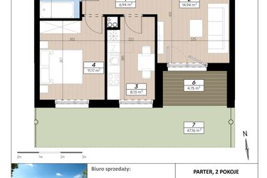 Rzut - Mieszkanie na sprzedaż 2 pokoje o powierzchni 45,44 m² - numer F/0/3 w Limone
