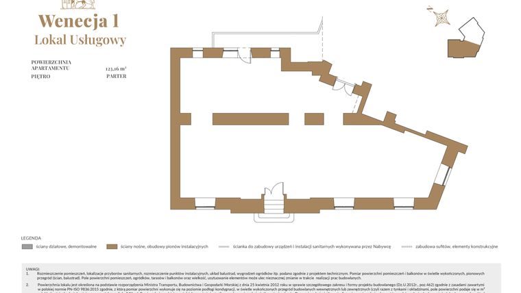 Rzut - Lokal użytkowy na sprzedaż 1 pokój o powierzchni 124,27 m² - numer LU1 w Wenecja 1