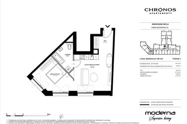 Rzut - Mieszkanie na sprzedaż 2 pokoje o powierzchni 44,13 m² - numer 320 w Chronos etap II