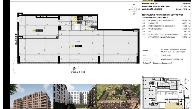 Rzut - Lokal użytkowy na sprzedaż 1 pokój o powierzchni 223,72 m² - numer L1 w Apartamenty Chorzów