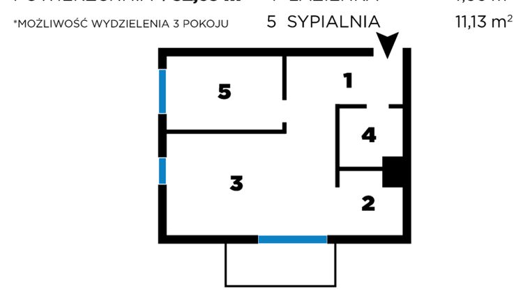 Rzut - Mieszkanie na sprzedaż 3 pokoje o powierzchni 52,69 m² - numer M-7 w Brzozowicka