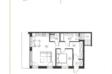 Rzut - Mieszkanie na sprzedaż 2 pokoje o powierzchni 58,95 m² - numer 22_1 w Apartamenty Sielanka