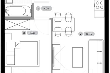Rzut - Mieszkanie na sprzedaż 2 pokoje o powierzchni 36,6 m² - numer B.1.M5 w Nowe Radwanice