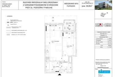 Rzut - Mieszkanie na sprzedaż 2 pokoje o powierzchni 38,85 m² - numer B6 w Podgórki Tynieckie