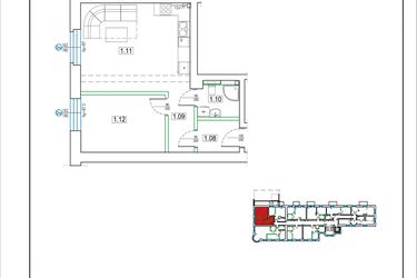 Rzut - Mieszkanie na sprzedaż 2 pokoje o powierzchni 48,13 m² - numer 7 w Kamienica 62