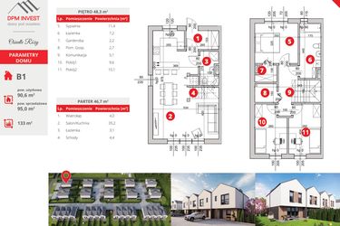 Rzut - Dom na sprzedaż 4 pokoje o powierzchni 95 m² - numer B1 w Rose Park etap IV