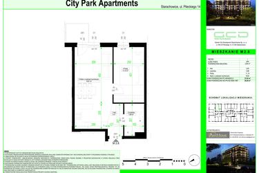Rzut - Mieszkanie na sprzedaż 2 pokoje o powierzchni 37,93 m² - numer 2.8. w City Park Apartments