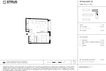 Rzut - Mieszkanie na sprzedaż 2 pokoje o powierzchni 40,13 m² - numer D2.3 w Wynalazek 3A