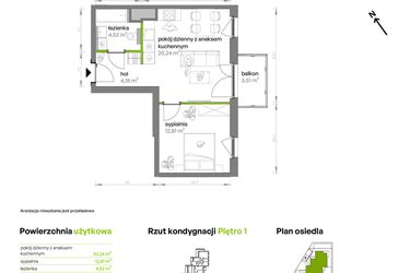 Rzut - Mieszkanie na sprzedaż 2 pokoje o powierzchni 41,75 m² - numer AA0110 w Ptasia Vita