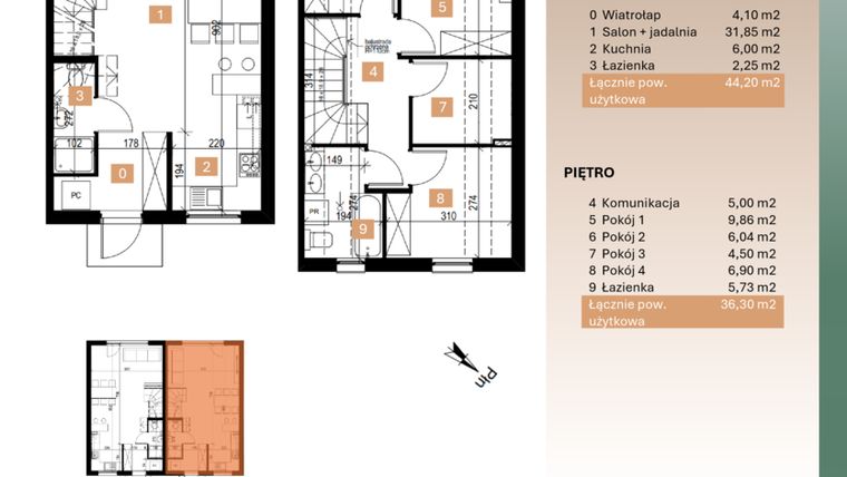 Rzut - Dom na sprzedaż 3 pokoje o powierzchni 80,5 m² - numer 10/1 w Osiedle Leśne Bulwary