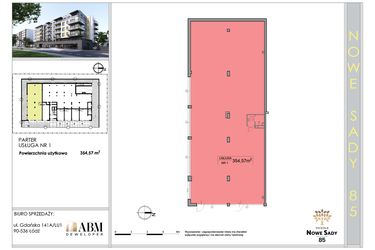 Rzut - Lokal użytkowy na sprzedaż 1 pokój o powierzchni 353,99 m² - numer U1 w Nowe Sady 85