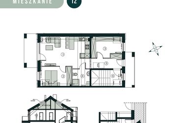 Rzut - Mieszkanie na sprzedaż 3 pokoje o powierzchni 54,93 m² - numer T2 w Aleja Wiśniowa Pogórze
