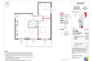 Rzut - Mieszkanie na sprzedaż 3 pokoje o powierzchni 65,98 m² - numer A1.2/062 w Fabrica URSUS