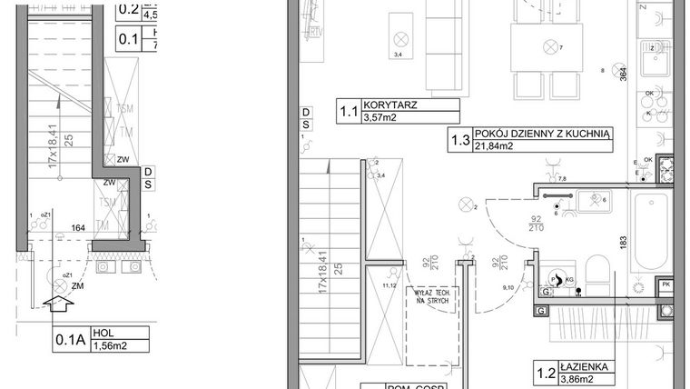 Rzut - Mieszkanie na sprzedaż 3 pokoje o powierzchni 58,82 m² - numer 42 w Manufaktura Marki 2 etap II