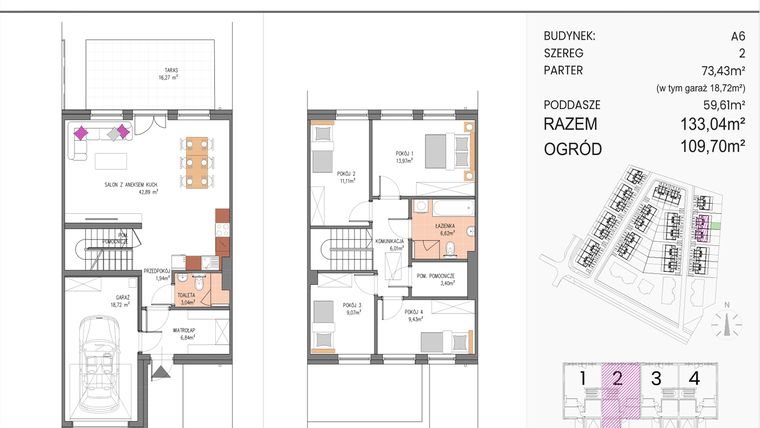 Rzut - Dom na sprzedaż 5 pokoi o powierzchni 133,04 m² - numer A6/2 w ATOM Park