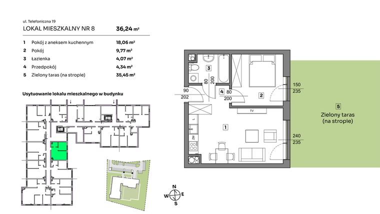 Rzut - Mieszkanie na sprzedaż 2 pokoje o powierzchni 36,24 m² - numer 8 w Nova Radiostacja