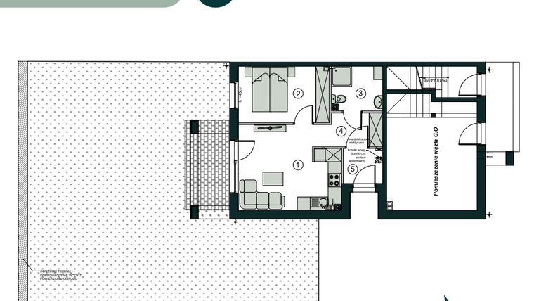 Rzut - Mieszkanie na sprzedaż 2 pokoje o powierzchni 38,58 m² - numer Y1 w Aleja Wiśniowa Pogórze