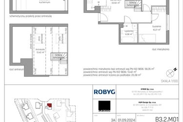 Rzut - Mieszkanie na sprzedaż 4 pokoje o powierzchni 71,77 m² - numer B3.2M01 w ROSA Residence