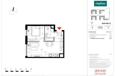 Rzut - Mieszkanie na sprzedaż 2 pokoje o powierzchni 38,31 m² - numer K.9.04 w CityFlow etap II