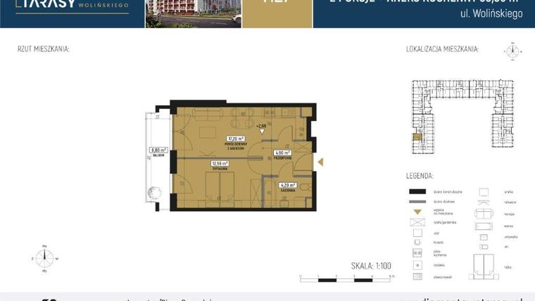 Rzut - Mieszkanie na sprzedaż 2 pokoje o powierzchni 38,86 m² - numer DM27 w Diamentowe Tarasy