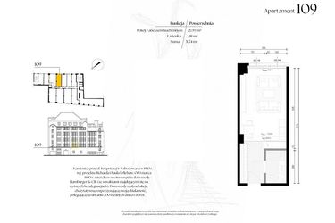 Rzut - Mieszkanie na sprzedaż 1 pokój o powierzchni 31,74 m² - numer G1/9 – 109 w Krupnicza 6/8