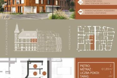 Rzut - Mieszkanie na sprzedaż 1 pokój o powierzchni 62,22 m² - numer A.2.2 w Browar Jedności