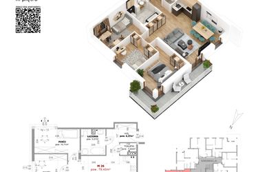 Rzut - Mieszkanie na sprzedaż 4 pokoje o powierzchni 79,43 m² - numer 26 w Villa Park - Etap IV