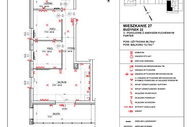 Rzut - Mieszkanie na sprzedaż 3 pokoje o powierzchni 56,7 m² - numer 22_27 w Osiedle 4 Pory Roku - Etap VIII