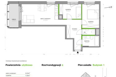 Rzut - Mieszkanie na sprzedaż 3 pokoje o powierzchni 59,5 m² - numer SV/55 w Sikorskiego Vita