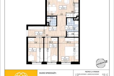 Rzut - Mieszkanie na sprzedaż 4 pokoje o powierzchni 60,3 m² - numer A2/2/3 w ACCANTO