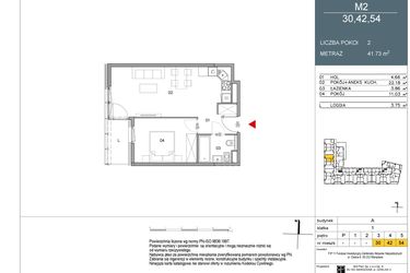 Rzut - Mieszkanie na sprzedaż 2 pokoje o powierzchni 41,73 m² - numer 42 w Morwowa 5